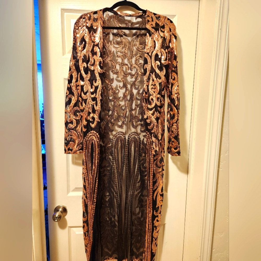 NWOT Sheer sequined topper